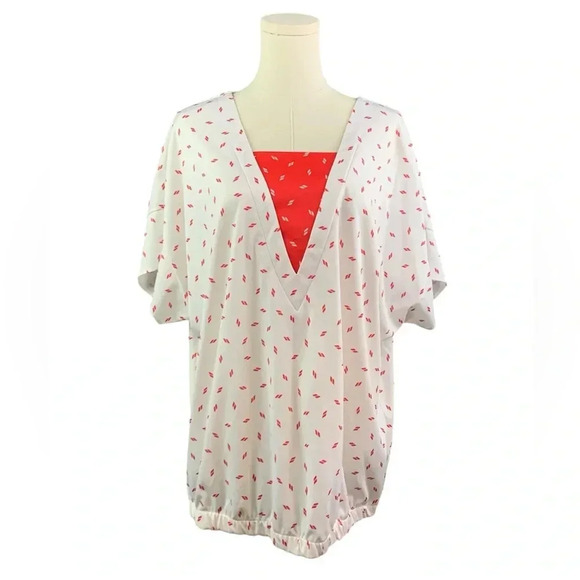 Vintage French Quarter White & Red Blouse (Estimated Size 2X) - Picture 1 of 3